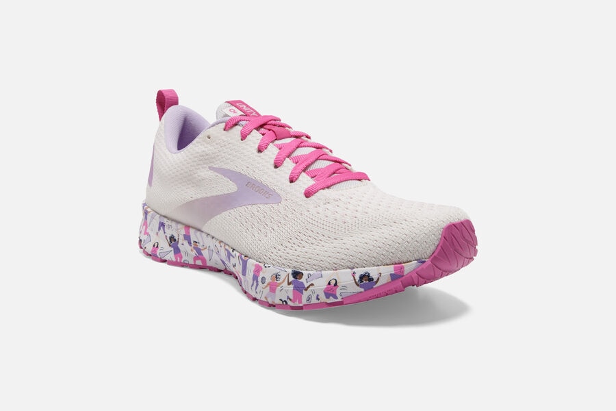 Brooks Revel 4 Road Löparskor Dam - Vita/Rosa - 6039-ZSEJR